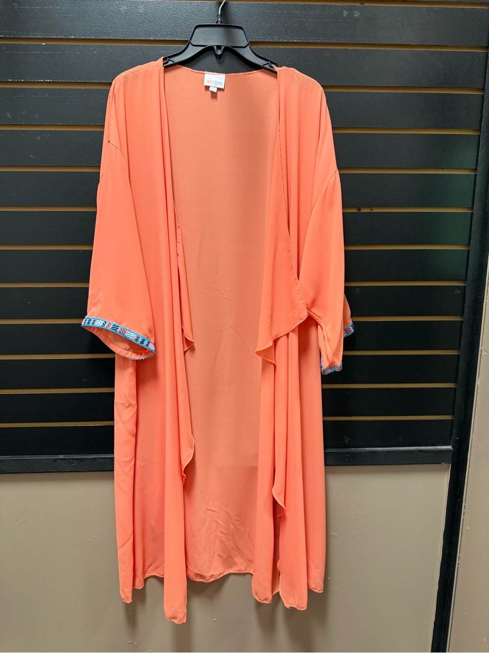 LuLaRoe Shirley Kimono Coral Peach Cover Up Duster Size L NWOT